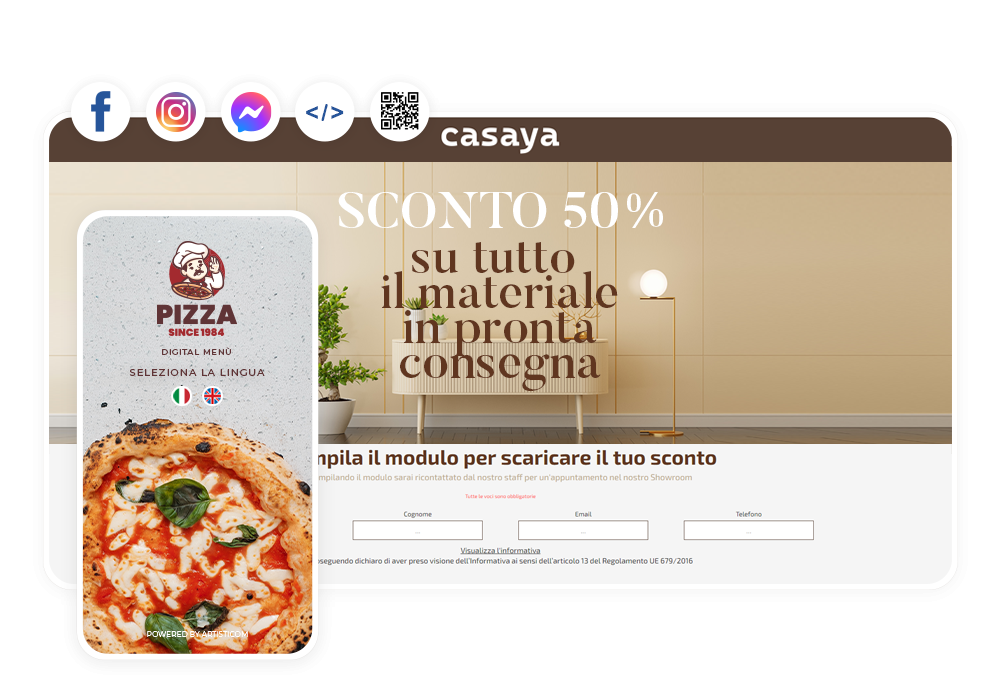 Landing page e menù digitale